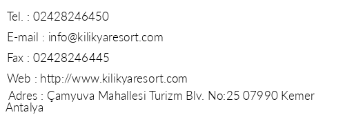Kilikya Resort amyuva telefon numaralar, faks, e-mail, posta adresi ve iletiim bilgileri